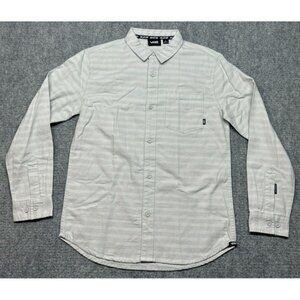 Vans Shirt Boys Size L Gray Micro Chip Top Long Sleeve Button Up New